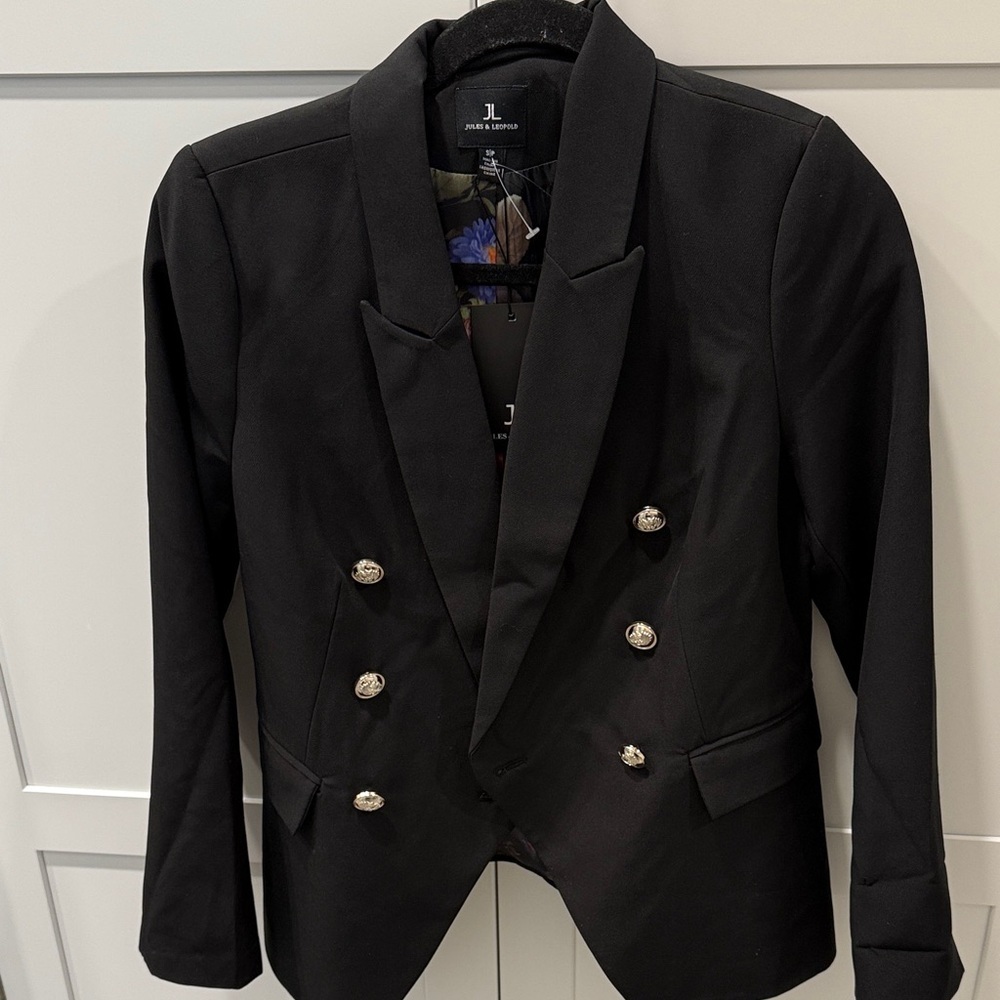 NWT Jules & Leopold Black Double-Breasted Blazer sz s